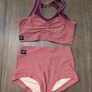Kandi Kouture Mauve Sports Bra and Brief Set - Teen XS (0/2)